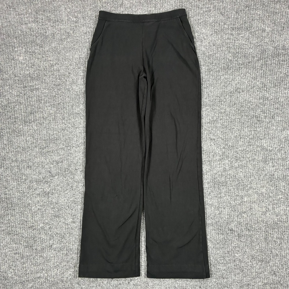 L.L. Bean Womens Wide Leg Pants Size Small Tall Black Pull On Stretch High Rise